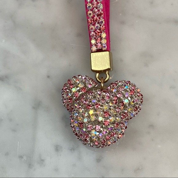 Chic Multicolor Pink Crystal & Leather Mickey Mouse Keychain - Picture 11 of 14